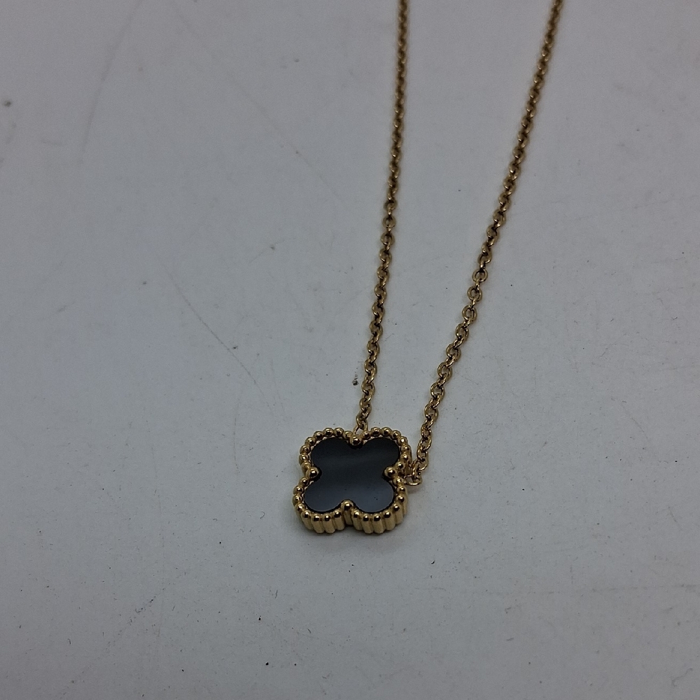 NWT Gold and Black Clover Designer Pendant Necklace